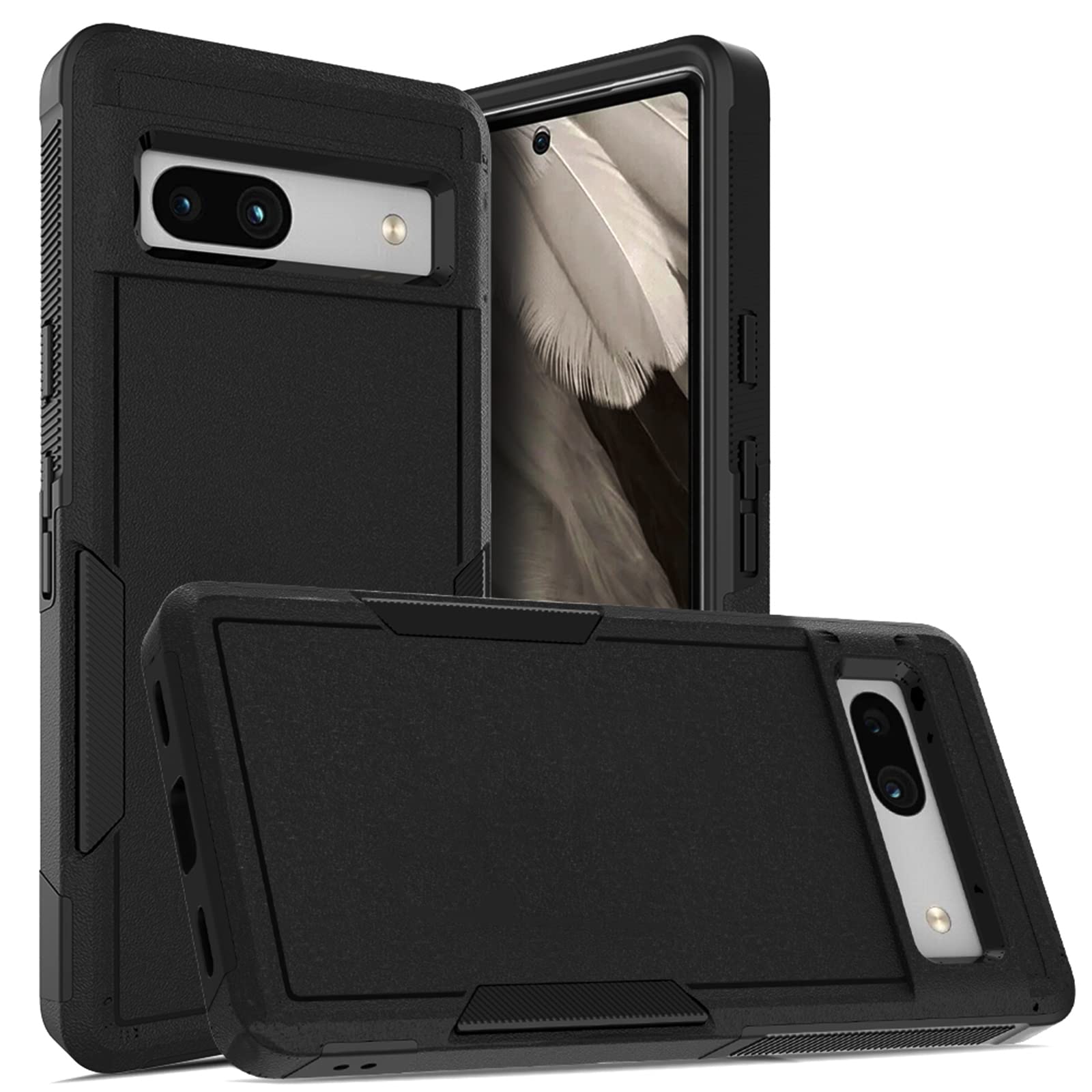 MDCN for Google Pixel 7a Case: Dual Layer Protective Heavy Duty Cell Phone Cover Shockproof Rugged with Screen Protector - Military Protection Bumper Tough - Google Pixel 7a 2023, Black