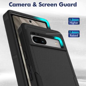 MDCN for Google Pixel 7a Case: Dual Layer Protective Heavy Duty Cell Phone Cover Shockproof Rugged with Screen Protector - Military Protection Bumper Tough - Google Pixel 7a 2023, Black