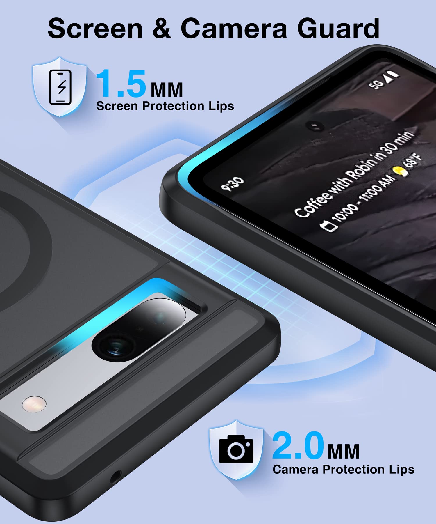 FNDMIL NO.1 Magnetic for Google Pixel 7a Case [Compatible with MagSafe][Anti-Fingerprint][Slim Fit][Military Shockproof] Translucent Matte Hard Back Pixel 7a 5G Phone Cover, Black