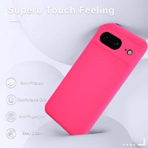 YENAPOON for Google Pixel 8 Case, Silicone Phone Case with 2 Screen Protector, Soft Anti-Scratch Microfiber Lining, Full Body Shockproof Slim Cover Support Wireless Charging, Hot Pink