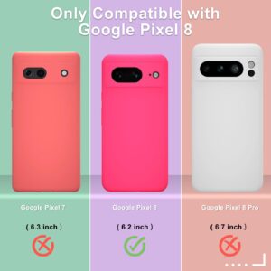 YENAPOON for Google Pixel 8 Case, Silicone Phone Case with 2 Screen Protector, Soft Anti-Scratch Microfiber Lining, Full Body Shockproof Slim Cover Support Wireless Charging, Hot Pink