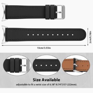 Vanjua Leather Band Compatible with Google Pixel Watch Bands for Women Men, Adjustable Wristband Replacement Strap for Google Pixel Watch Band (Black)