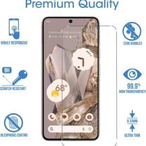 amFilm 3+1 Pack for Google Pixel 8 Pro Screen Protector 6.7" Tempered Glass, Ultrasonic Fingerprint Compatible, with Easy Installation Frame, Anti Scratch, Bubbles-Free, Case Friendly
