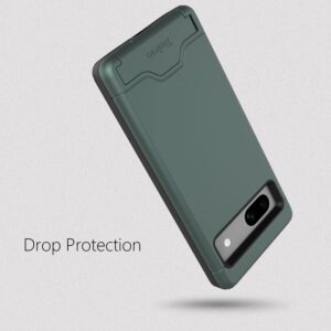 Teelevo Wallet Case for Google Pixel 7a, Dual Layer Case with Card Slot Holder and Kickstand for Google Pixel 7a - Dark Green