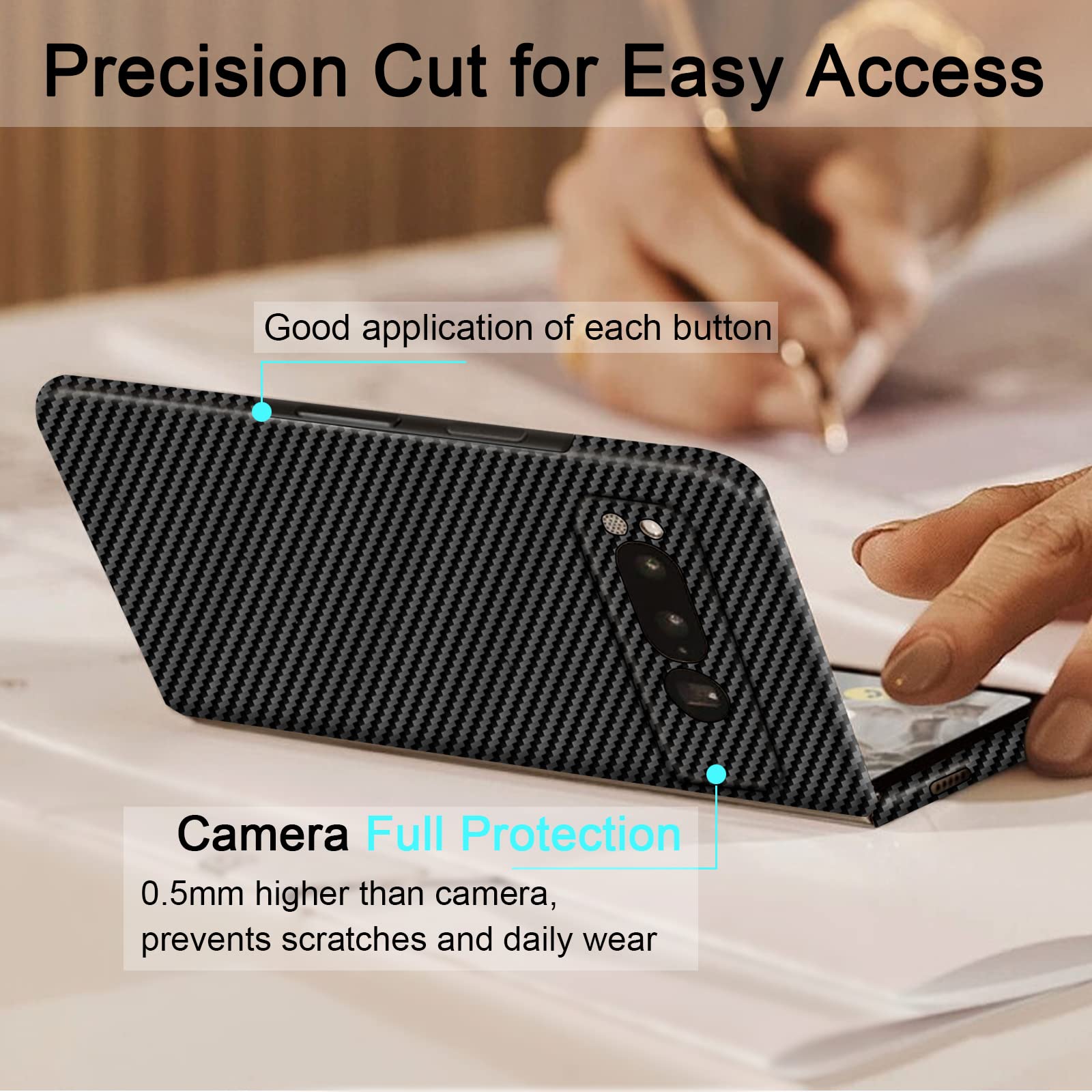 kaisenkec Slim & Thin Case Compatible with Google Pixel Fold, 100% Carbon Fiber Cover for Pixel Fold 7.6" 5G, Matte Black