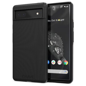 Crave Dual Guard for Google Pixel 6a Case, Shockproof Protection Dual Layer Case for Google Pixel 6a - Black