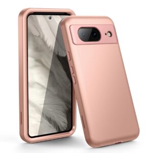 WeLoveCase for Google Pixel 8 Case, 3 in 1 Full Body Heavy Duty Protection Hybrid Shockproof TPU Bumper Phone Case for Google Pixel 8, Rose Gold