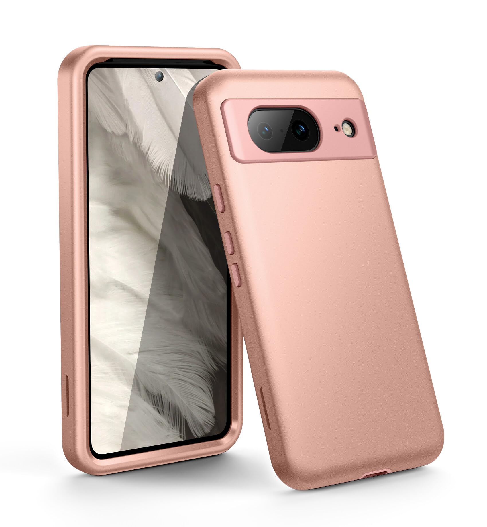 WeLoveCase for Google Pixel 8 Case, 3 in 1 Full Body Heavy Duty Protection Hybrid Shockproof TPU Bumper Phone Case for Google Pixel 8, Rose Gold