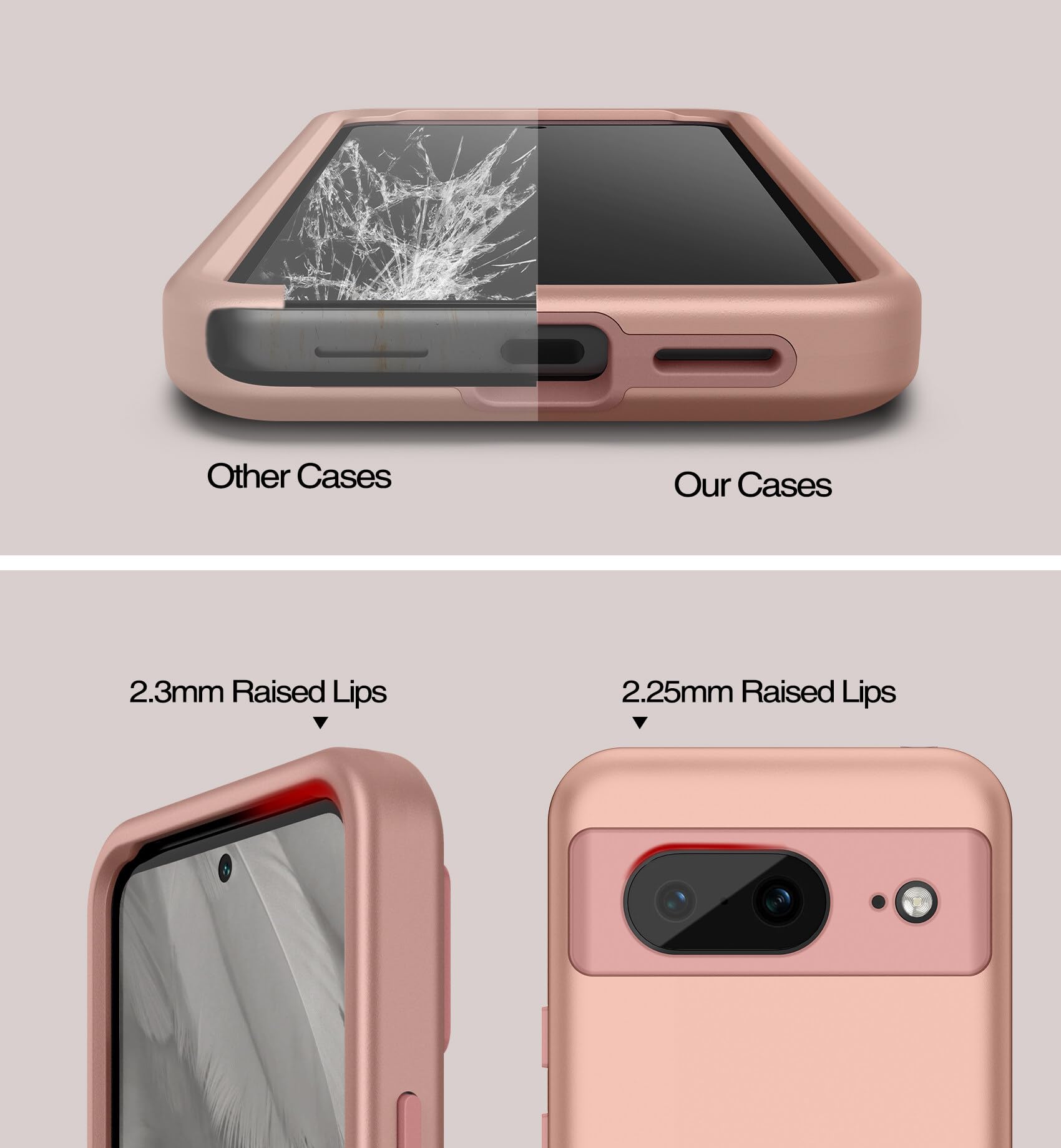 WeLoveCase for Google Pixel 8 Case, 3 in 1 Full Body Heavy Duty Protection Hybrid Shockproof TPU Bumper Phone Case for Google Pixel 8, Rose Gold