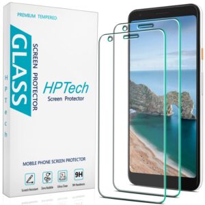 HPTech [2 Pack] Designed for Google (Pixel 3a XL) Tempered Glass Screen Protector, 0.33mm, 9H Hardness, Case Friendly