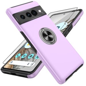 pixel 7 pro case with screen protector, shockproof google pixel 7 pro phone case with magnetic kickstand case for google pixel 7 pro (purple)