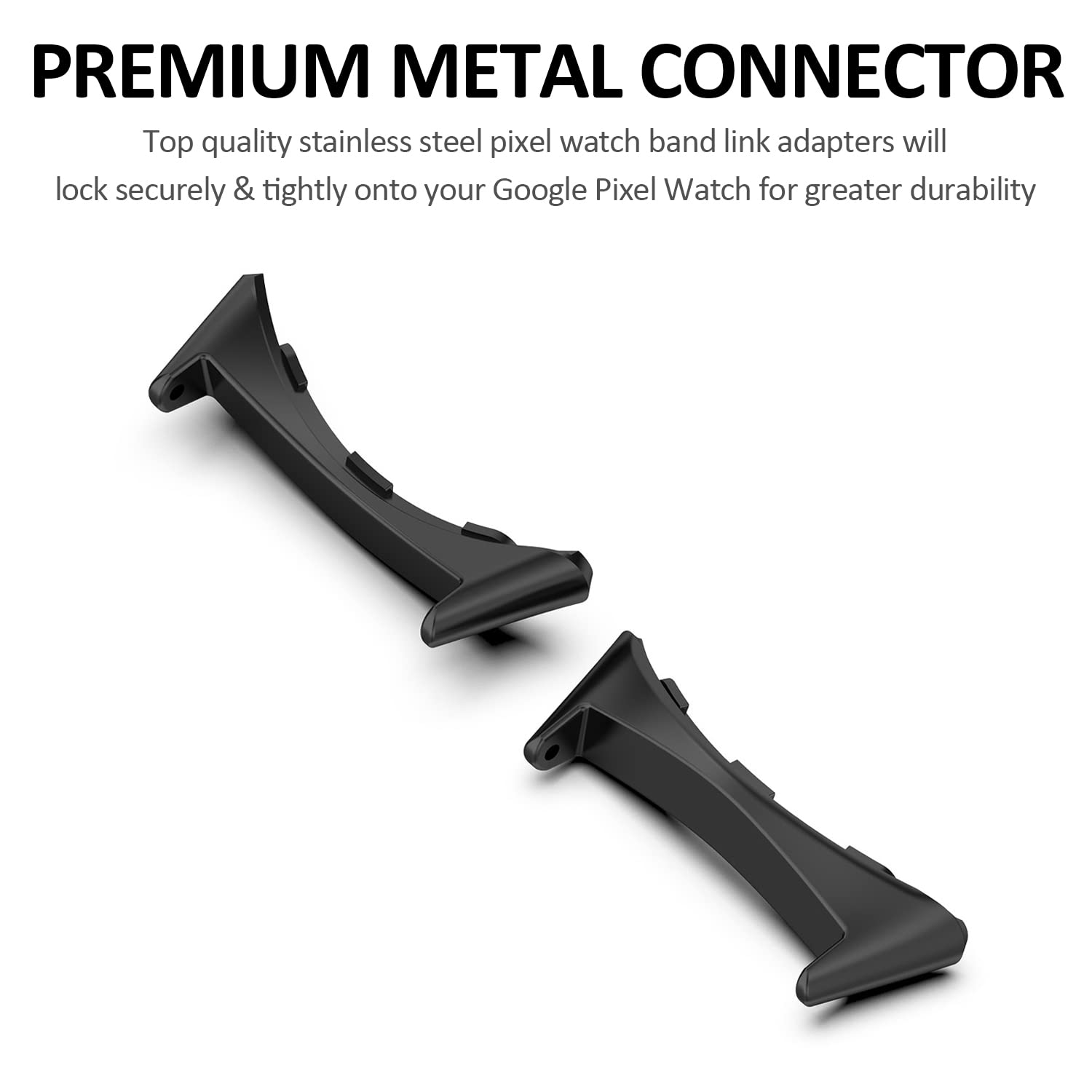 INGIDO (2 Pack) Watch Band Adapter for Google Pixel Watch 2 Connector, 20mm Stainless Steel Metal Replaceable Band Connection Adapter for Google Pixel Watch 2 2023, Pixel Watch 2022 Accessories Black