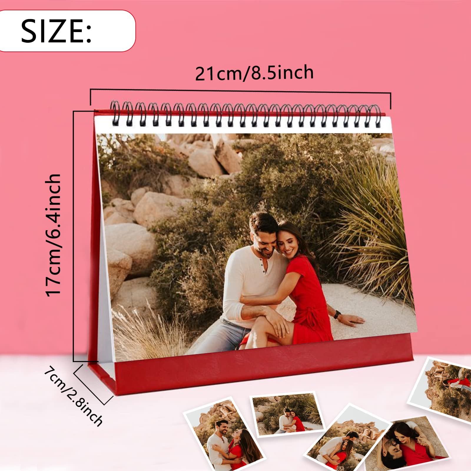 Personalized Custom Desk Calendar 2024 with Your Photo, Monthly 13 Pictures Calendar DIY Gift for School, Office, Home Use (Horizontal 8.3'' x 6.7'')