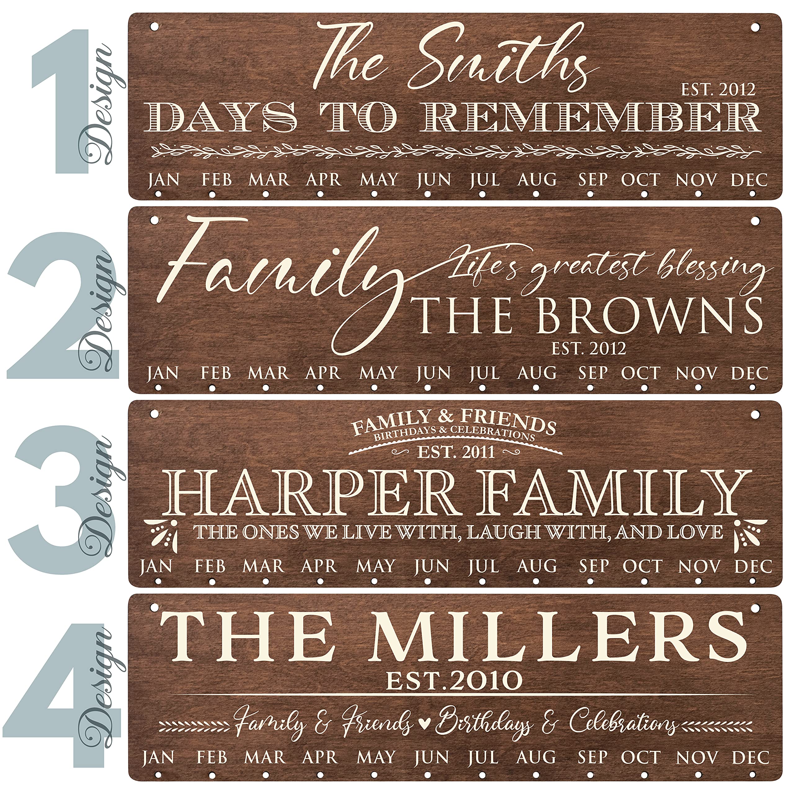 Gifts for Her Mom-Grandma, Personalized Family Birthday Calendar, DIY Wooden Birthday Reminder with Family Name, Custom Event Calendar Board, Grandma Gifts, Housewarming Gifts