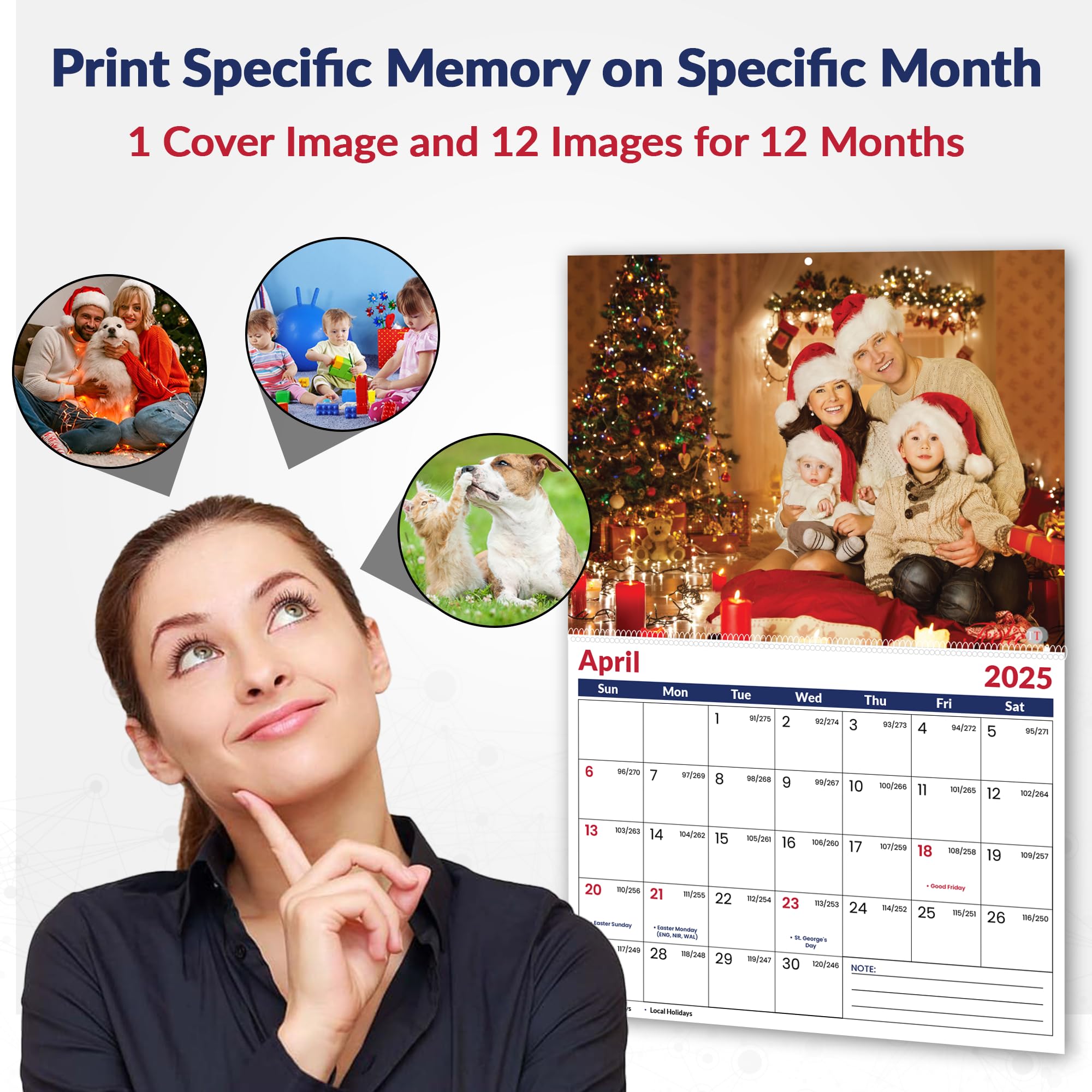 Custom Photo Wall Calendar 2024-2025 for Home & Office - Print 13 Memories & Make Your Own Personalized Calendar from July 2024 to June 2025 - Gift