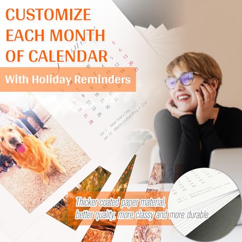 Custom Photo Desk Calendar 2024-2025, Personal Home Office Classroom School Monthly Desktop Calender for Family Kids Teacher Birthday Diy Personalized Calendar Gifts