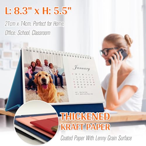 Custom Photo Desk Calendar 2024-2025, Personal Home Office Classroom School Monthly Desktop Calender for Family Kids Teacher Birthday Diy Personalized Calendar Gifts