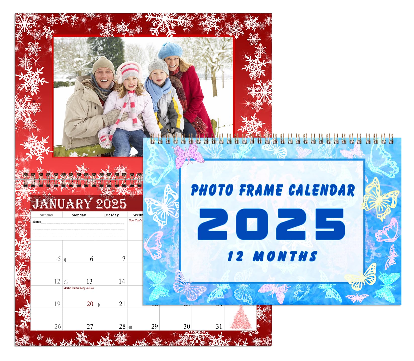 2025 Photo Frame Wall Spiral-bound Calendar (Add Your Own Photos) - 12 Months Desktop/Wall Calendar/Planner - (Edition #08)