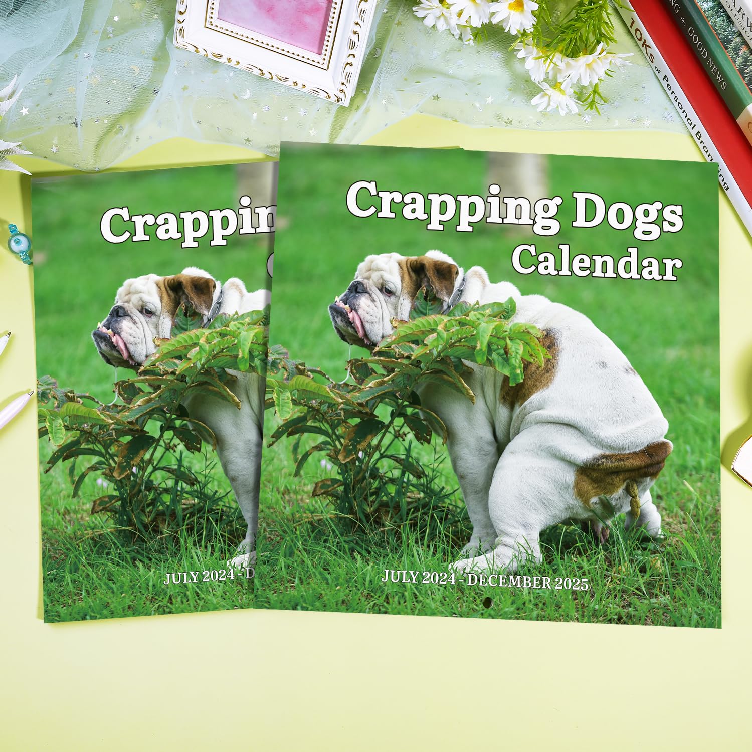 2024-2025 Wall Calendar – 18 Monthly Pooping Dogs Calendar 2024-2025, Jul 2024 - Dec 2025, Funny Dog Calendar Gag Gifts, 11.8" x 23.6" (Open), 11.8" x 11.8"(Closed), Perfect White Elephant Gift Funny