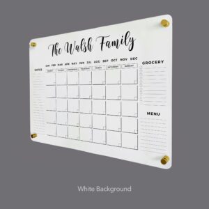 BLACK FAMILY NAME CALENDAR Personalized Calendar 2024 - Personalized Dry Erase Board, Horizontal Wall Calendar, Monthly and Weekly Calendar, Housewarming Gift, Goals, To Do