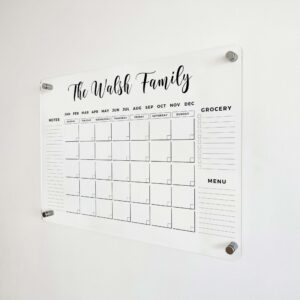 Large Personalized Acrylic Wall Calendar - Personalized Calendar 2024 Dry Erase Calendar Family Calendar Monthly and Weekly Board Family Planner (36"x24", Standard Package)