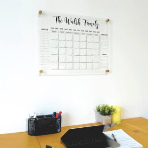 Large Personalized Acrylic Wall Calendar - Personalized Calendar 2024 Dry Erase Calendar Family Calendar Monthly and Weekly Board Family Planner (36"x24", Standard Package)