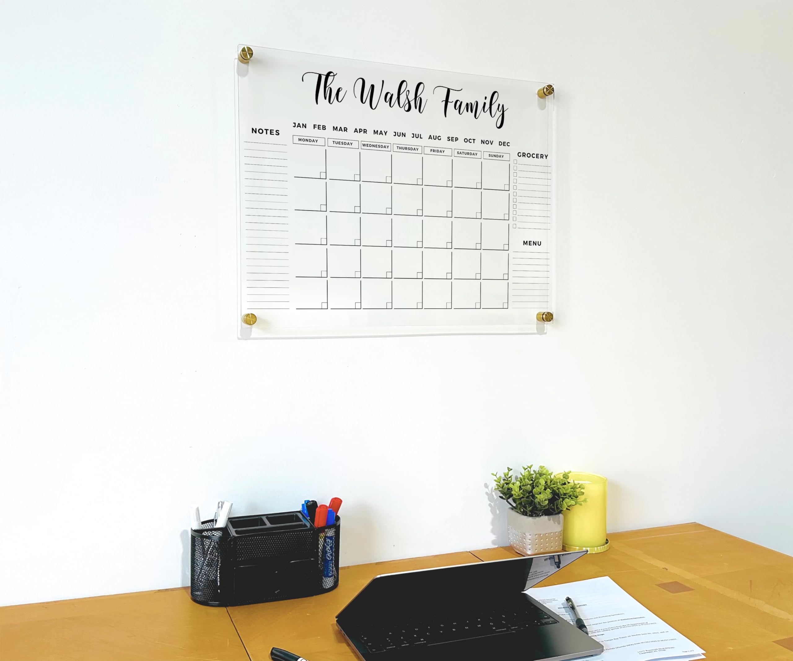 Large Personalized Acrylic Wall Calendar - Personalized Calendar 2024 Dry Erase Calendar Family Calendar Monthly and Weekly Board Family Planner (36"x24", Standard Package)