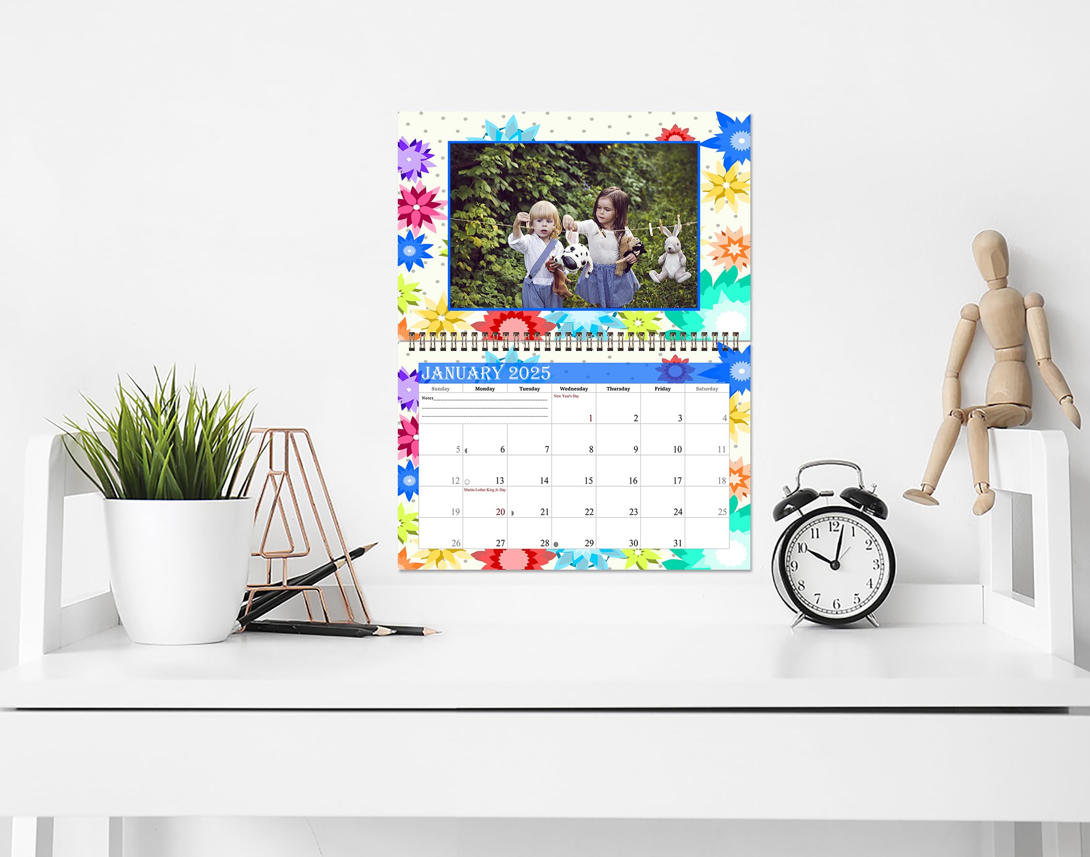 2025 Photo Frame Wall Spiral-bound Calendar (Add Your Own Photos) - 12 Months Desktop/Wall Calendar/Planner - (Geometrics Edition #001)