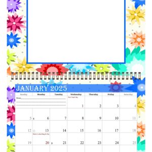 2025 Photo Frame Wall Spiral-bound Calendar (Add Your Own Photos) - 12 Months Desktop/Wall Calendar/Planner - (Geometrics Edition #001)