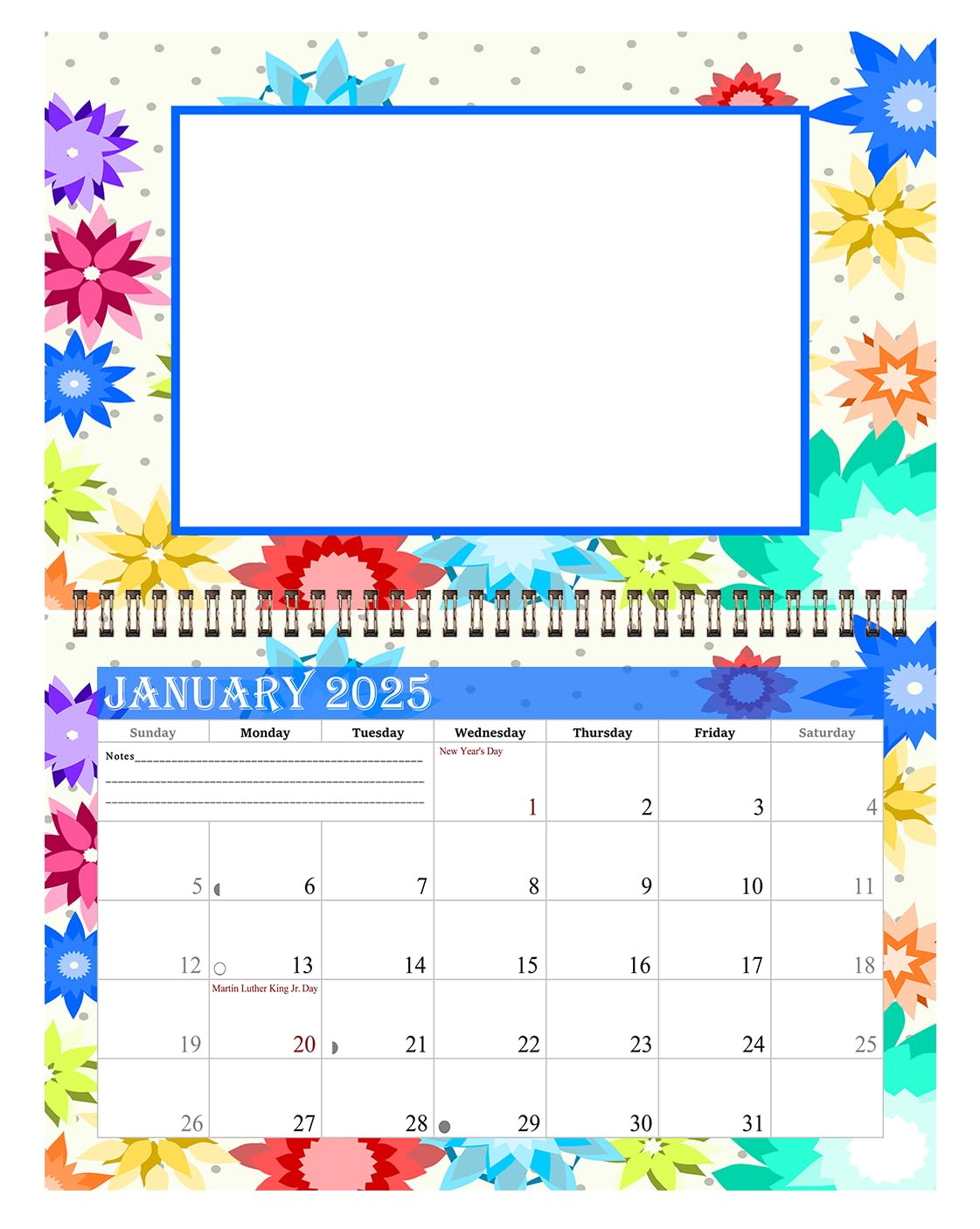 2025 Photo Frame Wall Spiral-bound Calendar (Add Your Own Photos) - 12 Months Desktop/Wall Calendar/Planner - (Geometrics Edition #001)