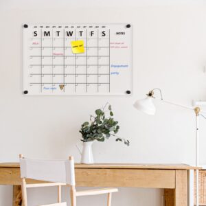 QUEENLINK Acrylic Calendar for Wall, 16"×24" Acrylic Wall Calendar Large Acrylic Board for Wall, Clear Dry Erase Board Wall Mount Familiy Planner（Black）