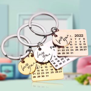 Personalized Engraved Calendar Keychain，Stainless Steel Keyring， Dog Cat Label，Customized with a Special Date & Text，Ideal Gift for Friends, Weddings, and Memorials