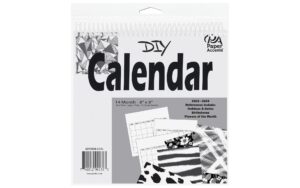 diy calendar 2023, customize your own 2023-2024 calenda| 8"x 8" 14 month calendar blank white | paper accents