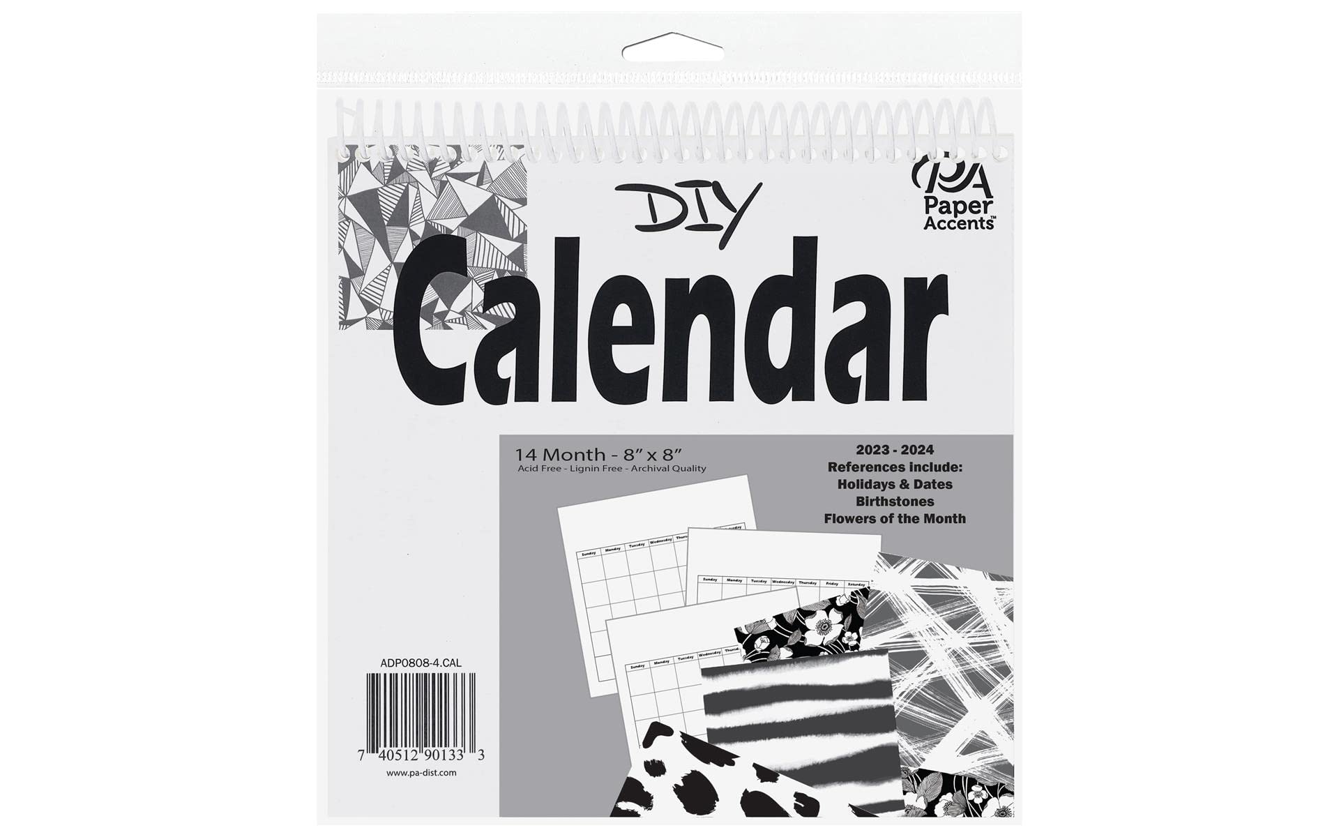 DIY calendar 2023, Customize Your Own 2023-2024 Calenda| 8"x 8" 14 Month Calendar Blank White | Paper Accents