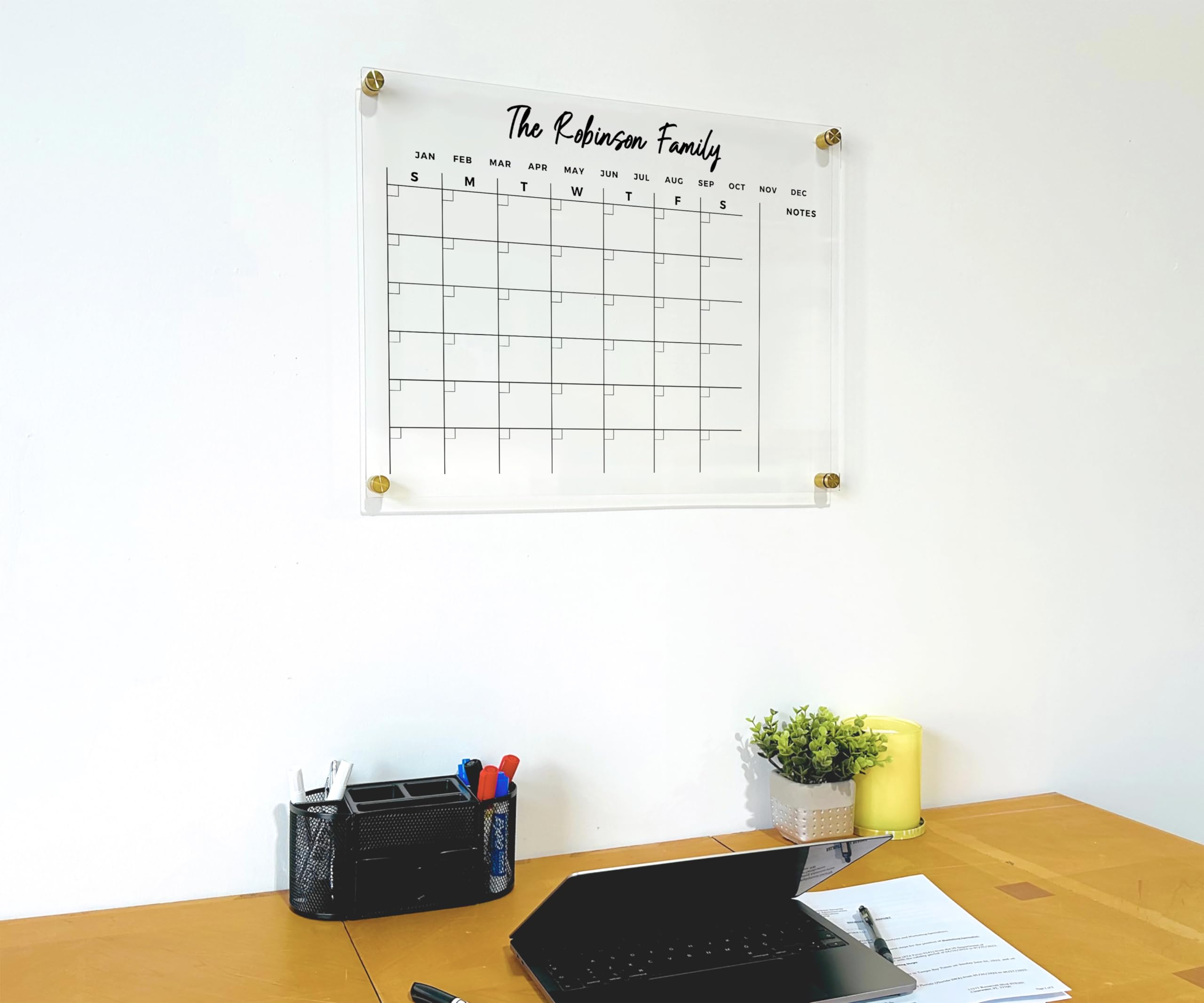 Acrylic Family Planner Wall Calendar - Personalized Calendar 2024, Dry Erase Calendar, Custom Text Blank Calendar, Transparent Calendar (18"x14", Standard Package)