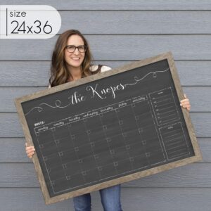 Chalkboard Calendar, 24x18 or 36x24 Horizontal Framed Dry Erase Calendar, Free Customization, Reusable 18x24 Customized Dry Erase Wall Calendar, Family Framed Calendar, perpetual calendar