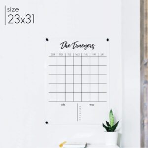 Acrylic Calendar - Personalized Family Dry Erase Wall Calendar