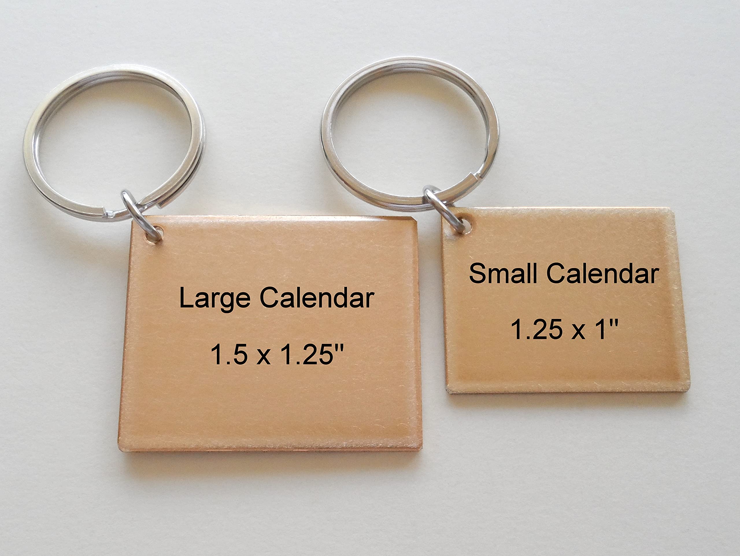 Custom Personalized Bronze Anniversary Calendar Keychain, Anniversary Gift, Husband Wife Key Chain, Boyfriend Girlfriend Gift, Customized Couples Keychain