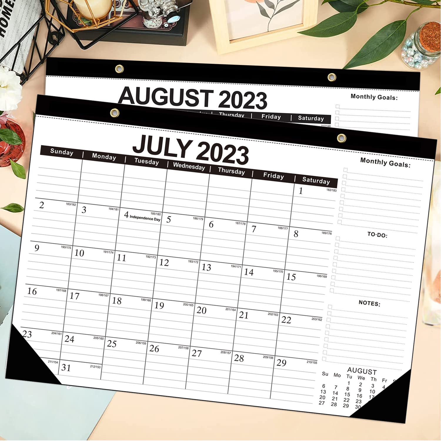 Kyweel 2024-2025 Desk Calendar, 12 Month Desk Calendar/Wall Calendar Combo, 17" x 12", January 2024-December 2024, Highlight Holidays, Planning Calendar, Thick Paper