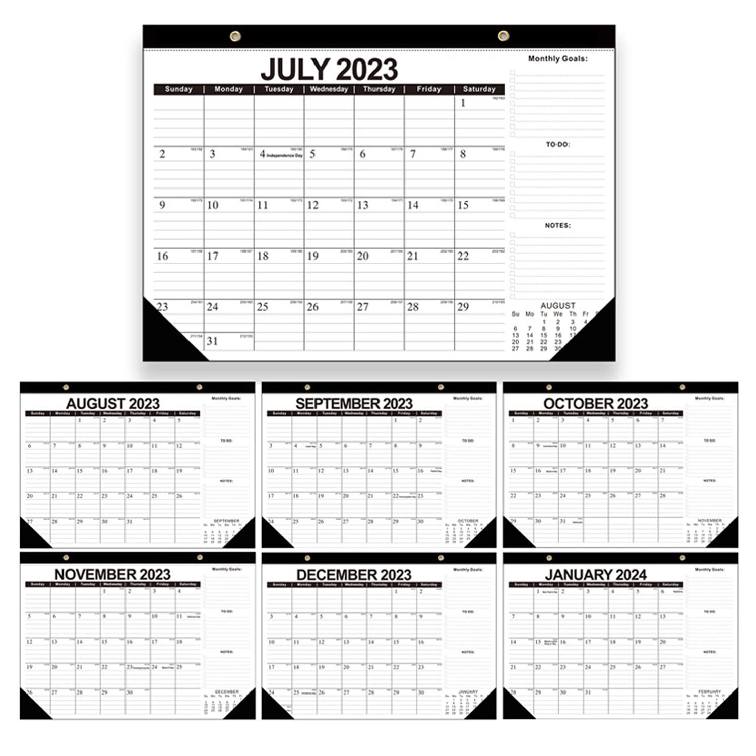 Kyweel 2024-2025 Desk Calendar, 12 Month Desk Calendar/Wall Calendar Combo, 17" x 12", January 2024-December 2024, Highlight Holidays, Planning Calendar, Thick Paper