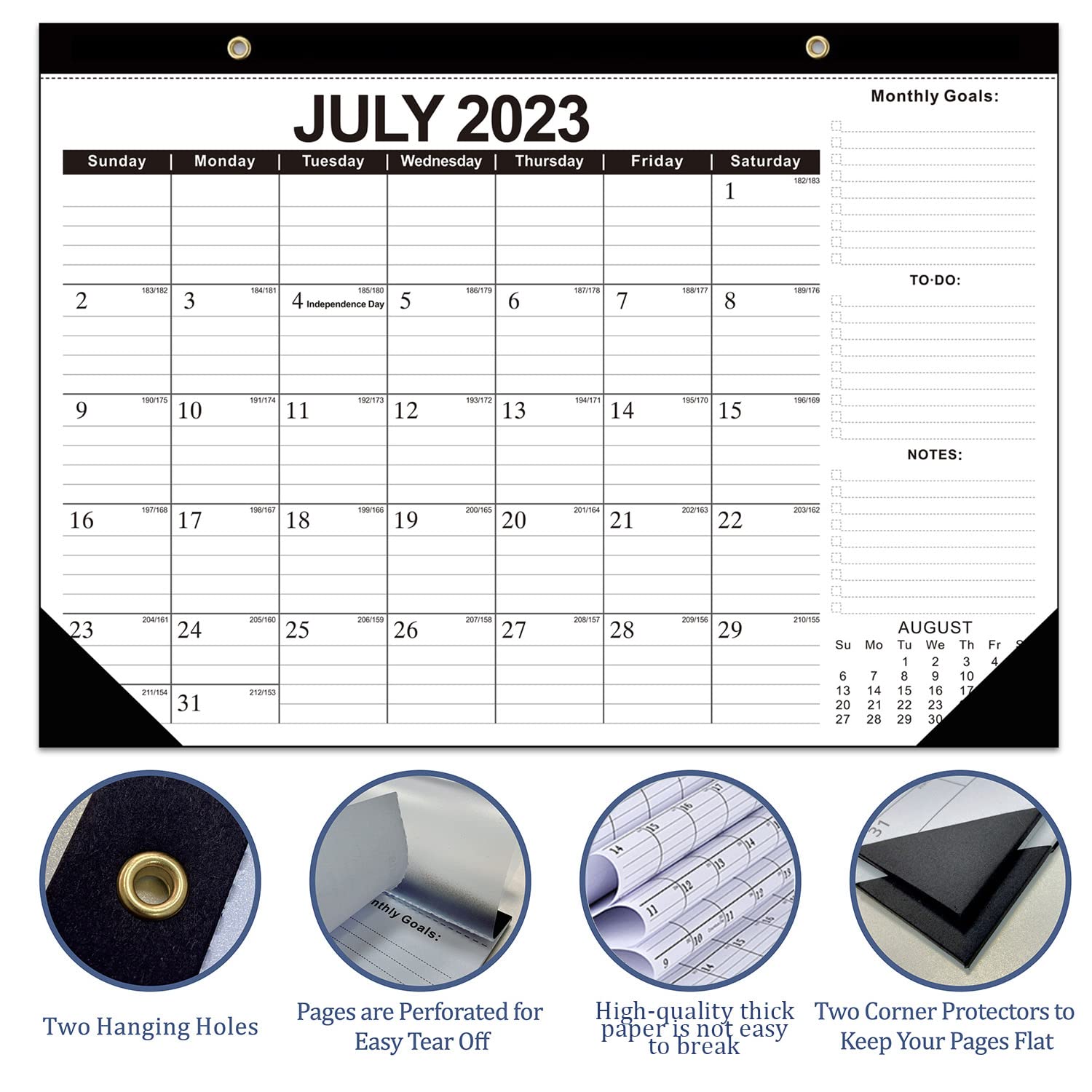 Kyweel 2024-2025 Desk Calendar, 12 Month Desk Calendar/Wall Calendar Combo, 17" x 12", January 2024-December 2024, Highlight Holidays, Planning Calendar, Thick Paper