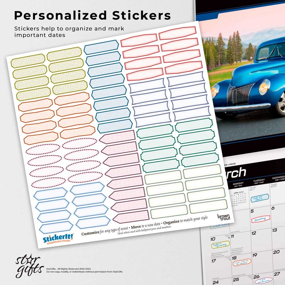 Classic Ford Pickups OFFICIAL | 2024 12 x 24 Inch Monthly Square Wall Calendar | Sticker Sheet | StarGifts | Motor Truck