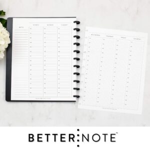 BetterNote Hourly Undated Calendar Refill for Discbound Notebook, Weekly Appointment Book, Fits Disc Levenger Circa, Arc, TUL, Big Happy Planner, Talia (Classic- 6 months, 11-Disc, 8.5"x11")