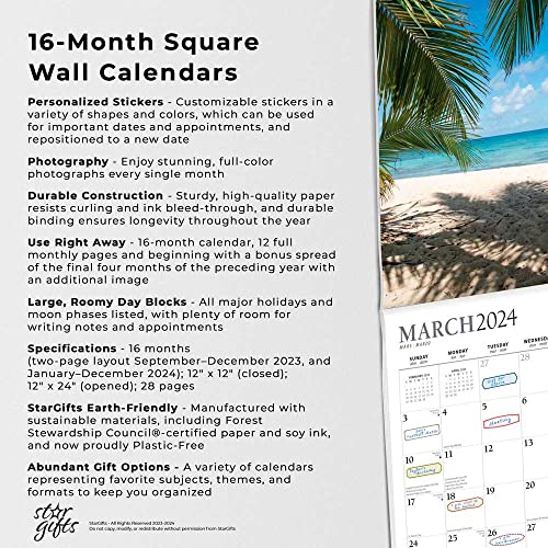 Beautiful Tropical Islands | 2024 12 x 24 Inch Monthly Square Wall Calendar | Sticker Sheet | StarGifts | Scenic Travel Photography