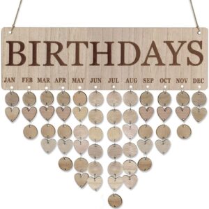 JARBEIYYE Wooden Birthday Reminder Calendar - Family Wall Hanging Birthday Calendar Board. Birthday calendar wall hanging - Classroom Birthday Calendar, to keeps Families & Friends Birthday Together.