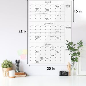 3 Month Dry Erase Wall Calendar for Easy Planning – Erasable 30" x 45" Calendar for White Boards - A Great Planner and Visual Organizer For Your Home or Office Wall