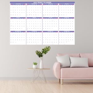 2024 Wall Calendar Erasable 32"x48" Wet & Dry Erase Laminated 12 Month Annual Yearly Wall Calendar,2-Sided Vertical/Horizontal, Reversible,Erasable & Reusable Calendar for Home Office School (Purple)