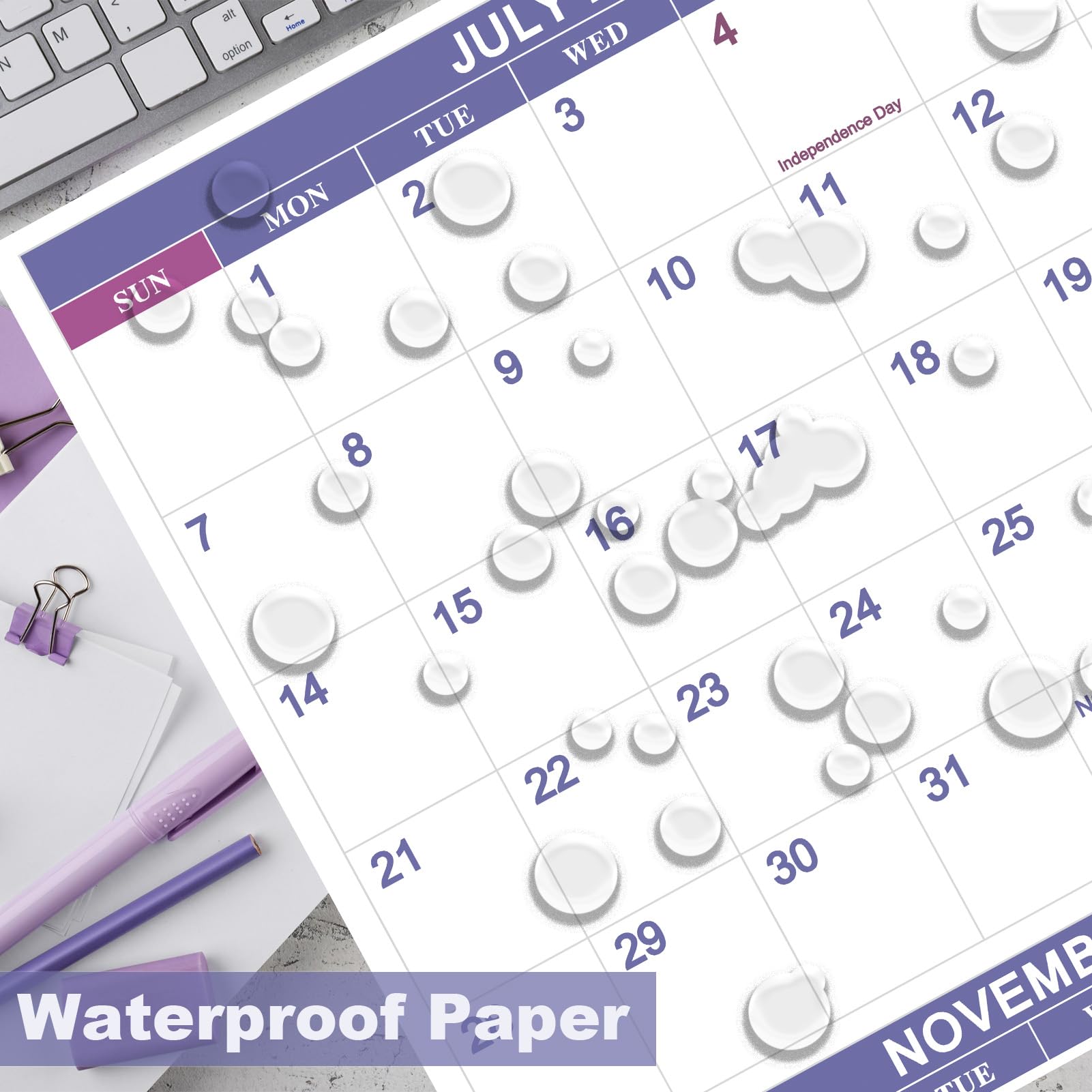 2024 Wall Calendar Erasable 32"x48" Wet & Dry Erase Laminated 12 Month Annual Yearly Wall Calendar,2-Sided Vertical/Horizontal, Reversible,Erasable & Reusable Calendar for Home Office School (Purple)