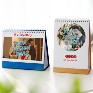 Personalized Desk Custom Calendar 2023-2024 Personalized Calendar with Your Photo, 13 Pictures Calendar DIY Gifts for School, Office, Home(8.3" x 5.5") (horizontal style)