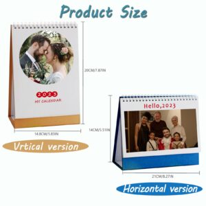 Personalized Desk Custom Calendar 2023-2024 Personalized Calendar with Your Photo, 13 Pictures Calendar DIY Gifts for School, Office, Home(8.3" x 5.5") (horizontal style)